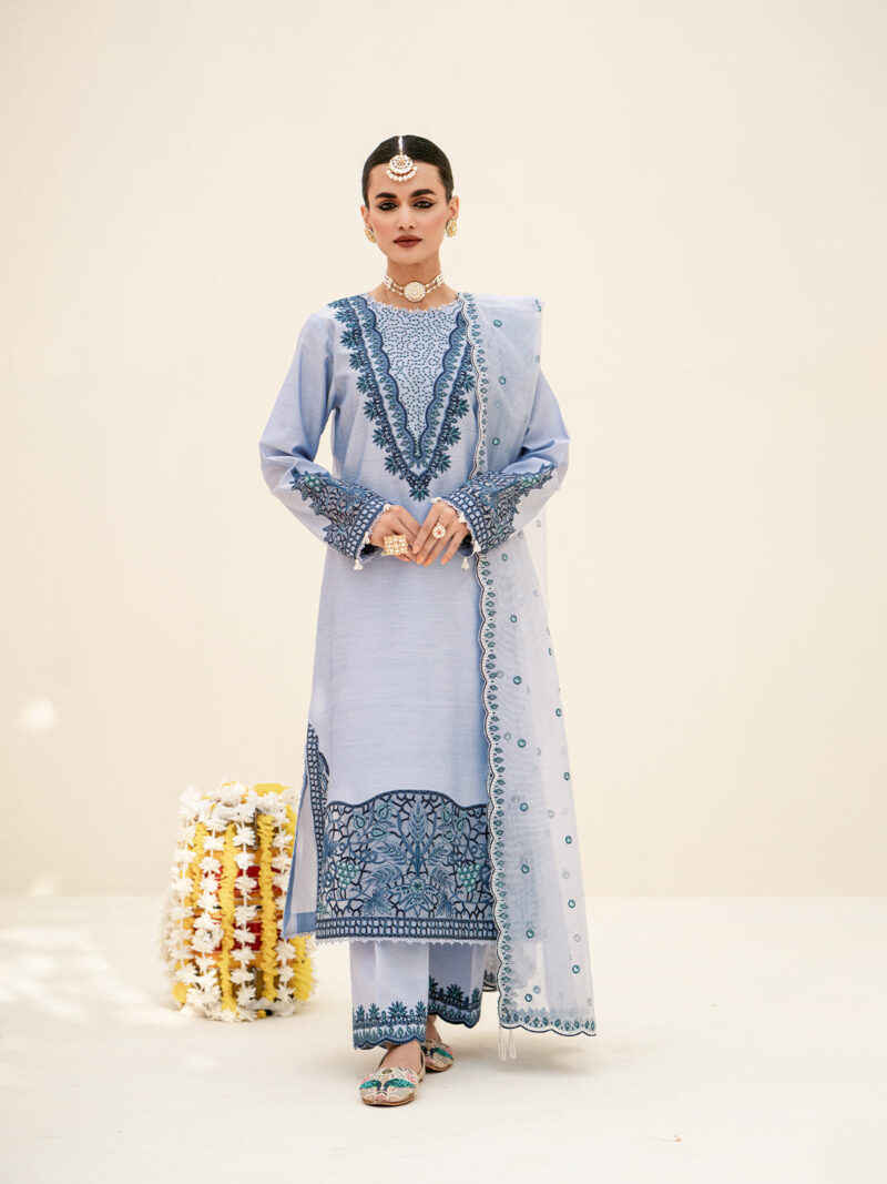 Fozia Khalid Heather Blue Formal Collection