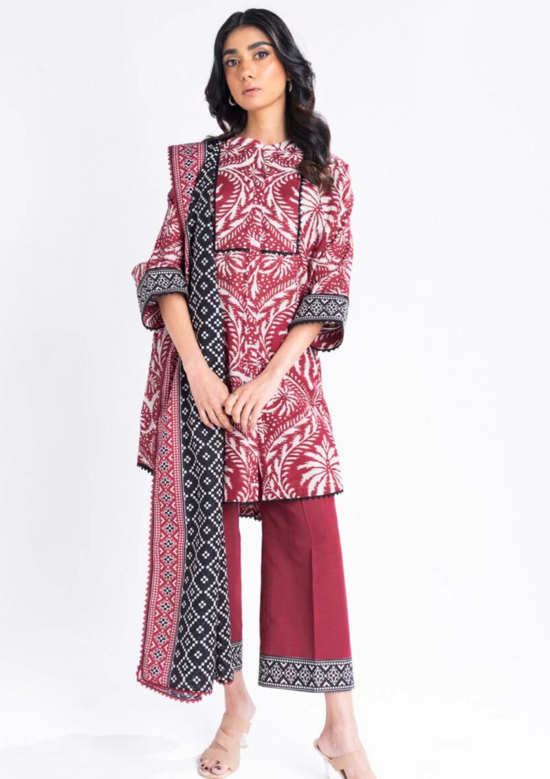 Al Karam Unstitched Fw15 Maroon Winter Collection