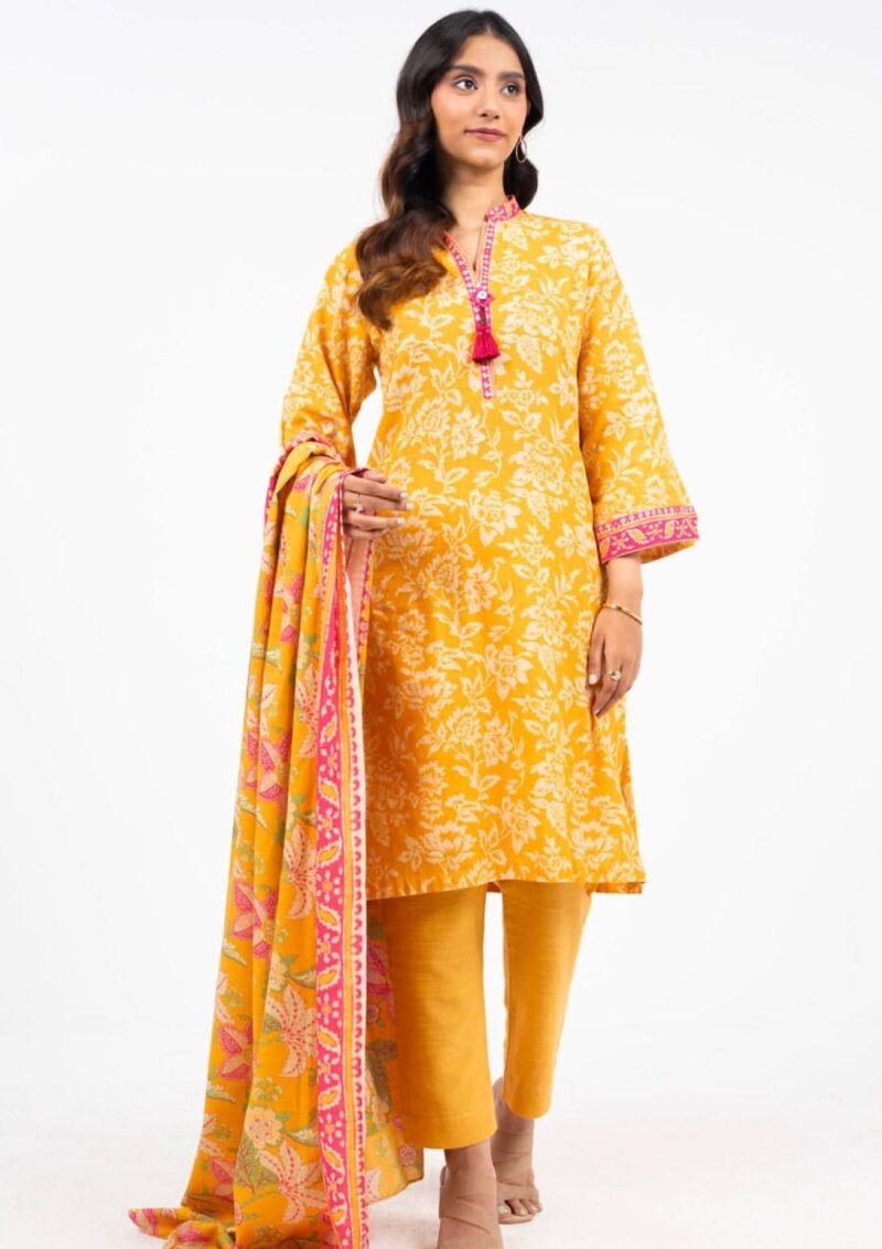 Al Karam Unstitched Fw23.1 Yellow Winter Collection