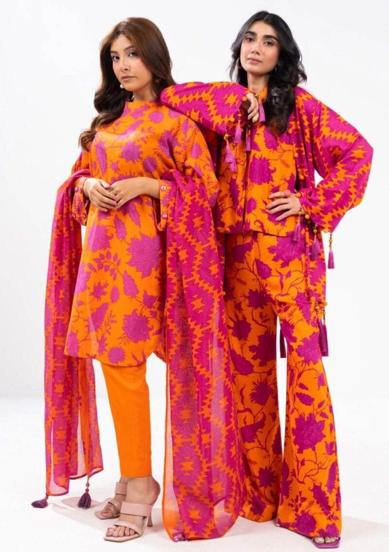 Al Karam Unstitched Fw37 Orange Winter Collection