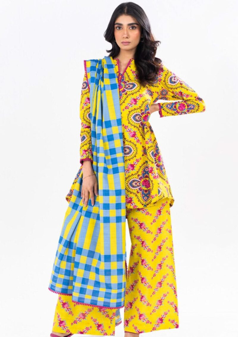 Al Karam Unstitched Fw49 Yellow Winter Collection