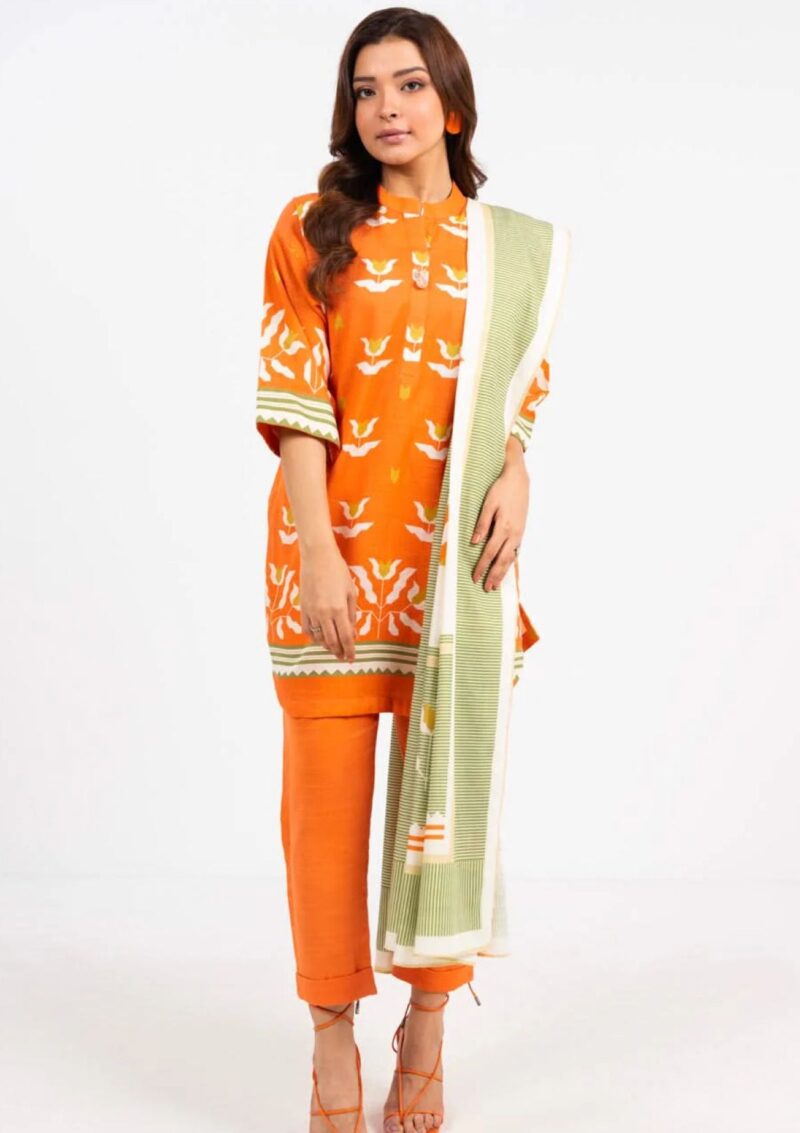 Al Karam Unstitched Fw49.1 Orange Winter Collection