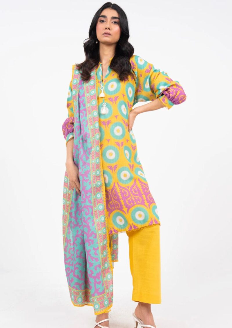 Al Karam Unstitched Fw52 Yellow Winter Collection