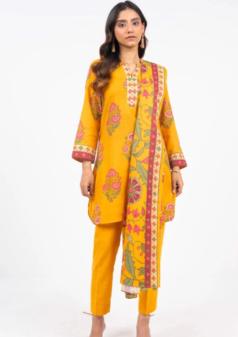 Al Karam Unstitched Fw60.1 Yellow Winter Collection