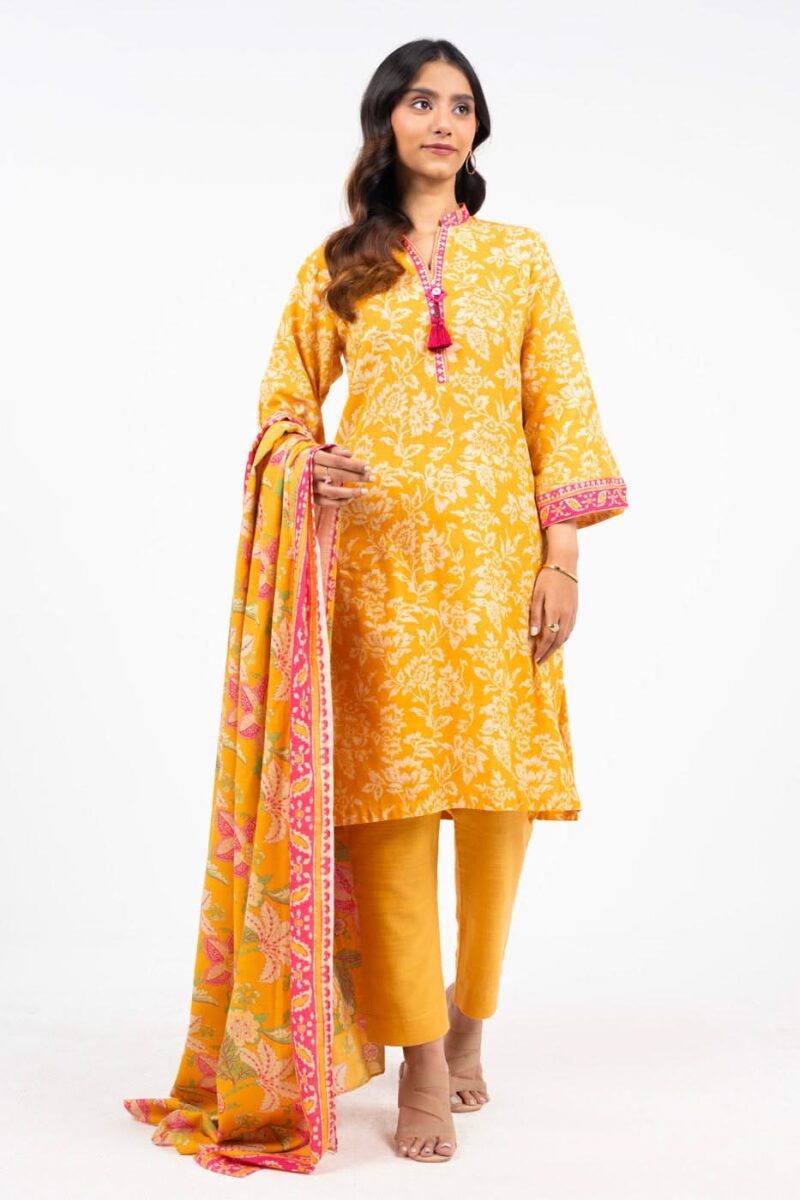 Al Karam Unstitched Fw23.1 Yellow Winter Collection