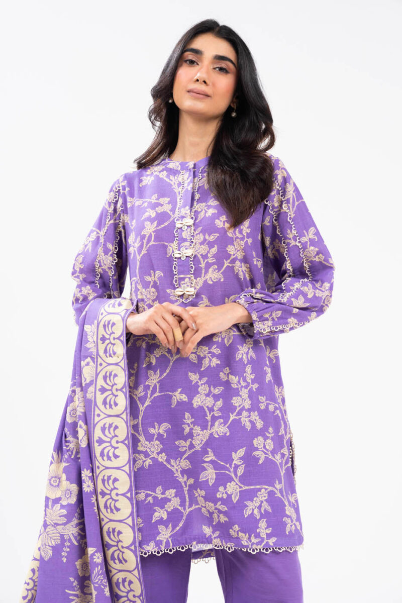 Al Karam Unstitched Fw27.1 Purple Winter Collection