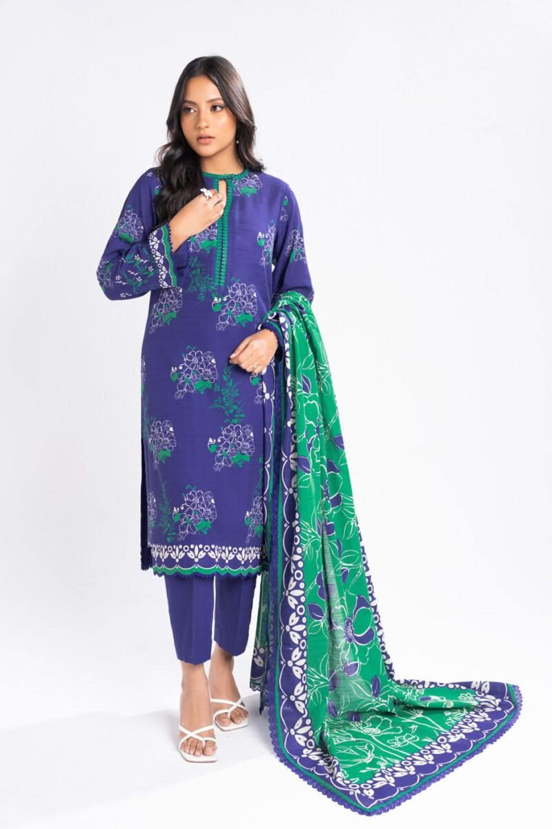 Al Karam Unstitched Fw46.1 Blue Winter Collection