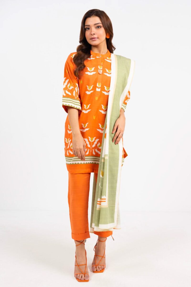 Al Karam Unstitched Fw49.1 Orange Winter Collection