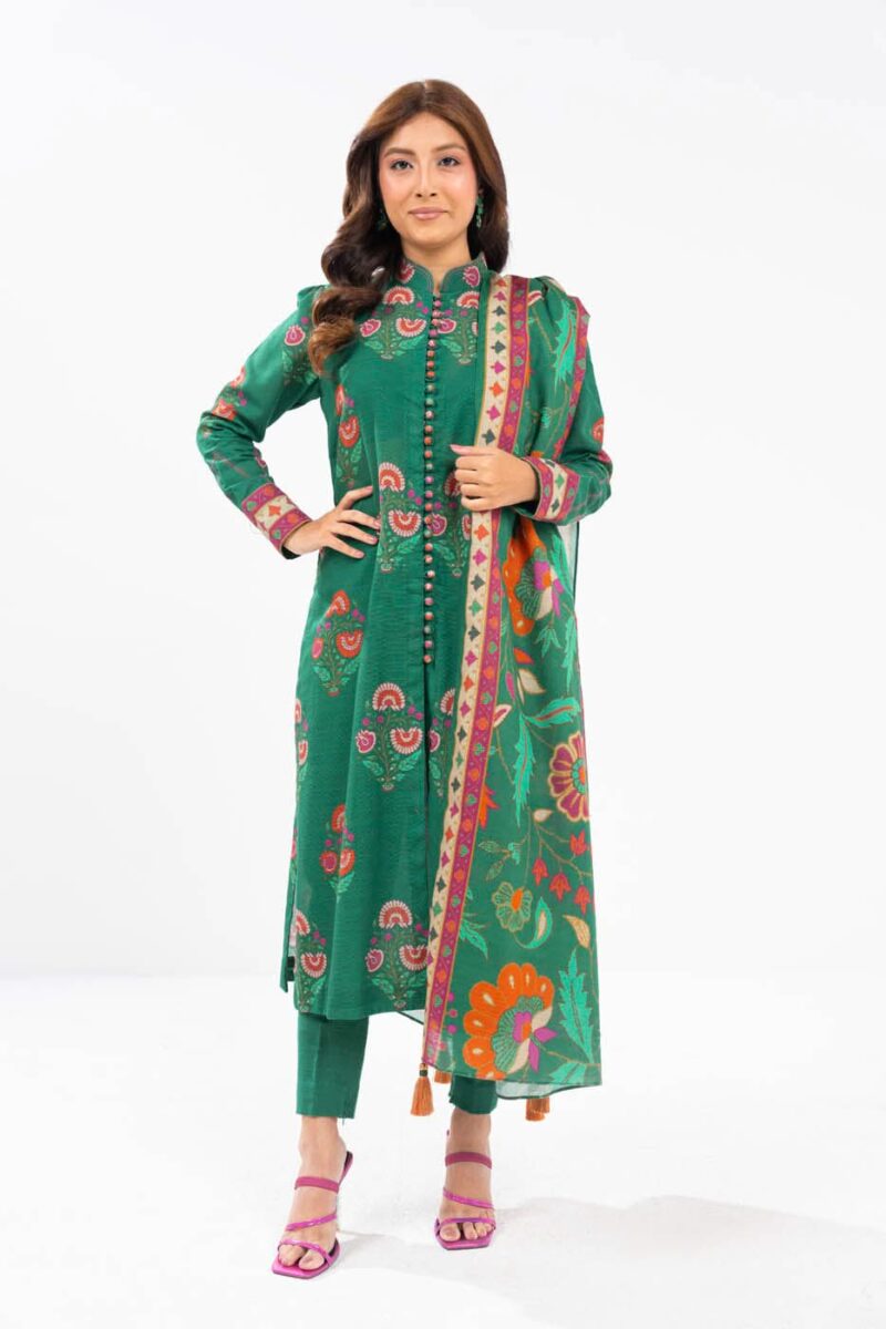 Al Karam Unstitched Fw60.1 Green Winter Collection