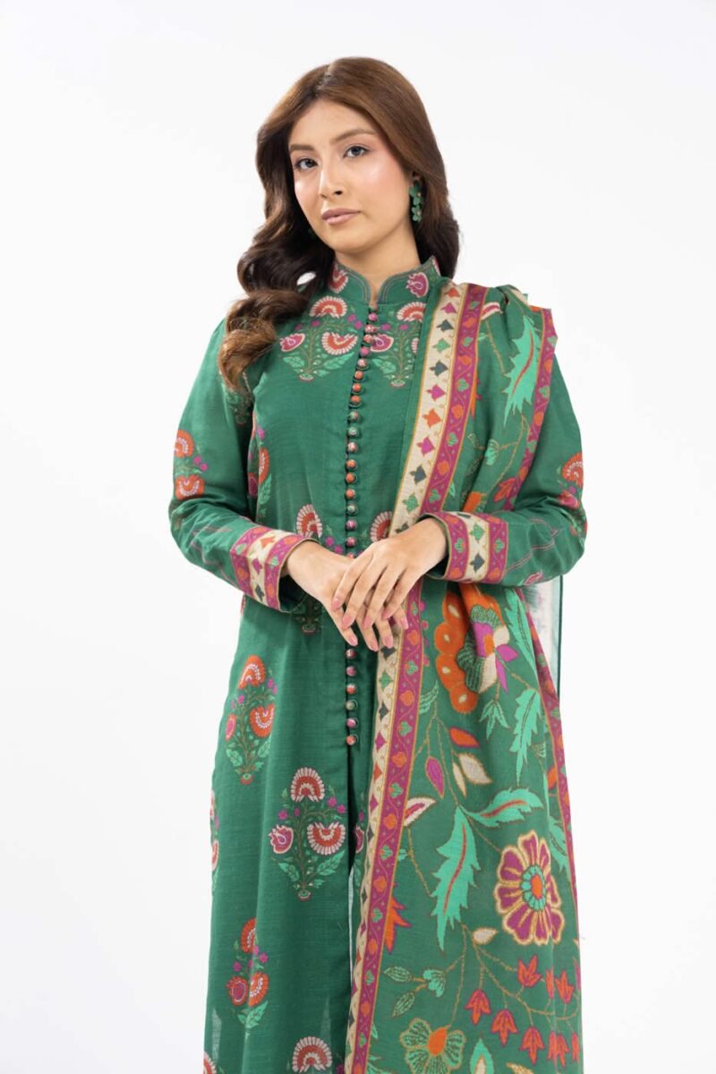 Al Karam Unstitched Fw60.1 Green Winter Collection