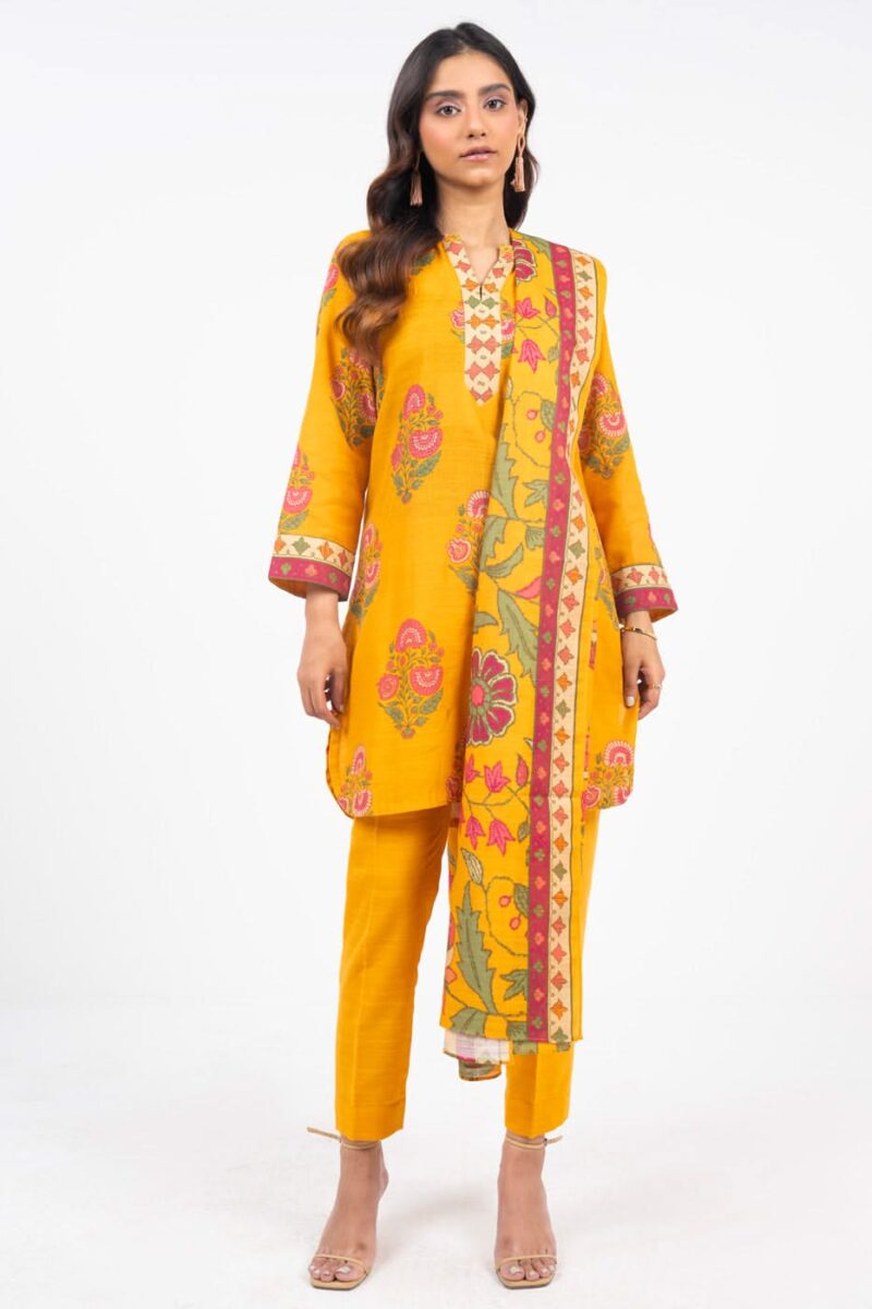 Al Karam Unstitched Fw60.1 Yellow Winter Collection