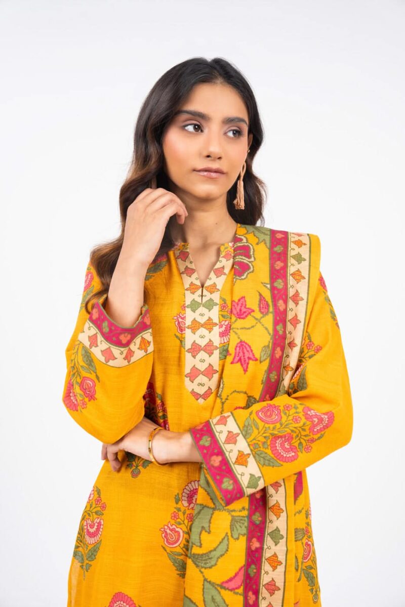 Al Karam Unstitched Fw60.1 Yellow Winter Collection