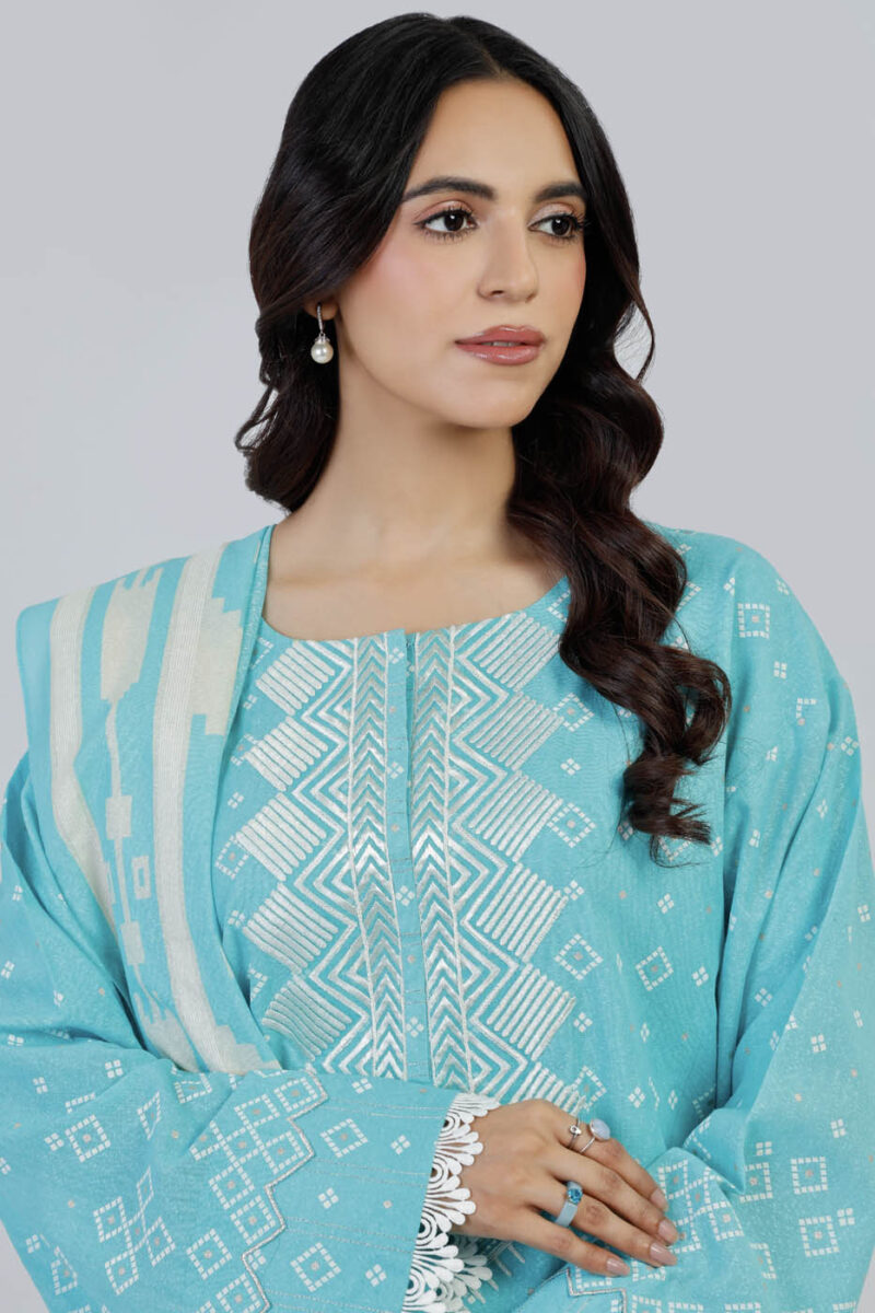 Al Karam Unstitched Fw7.1 L Blue Winter Collection