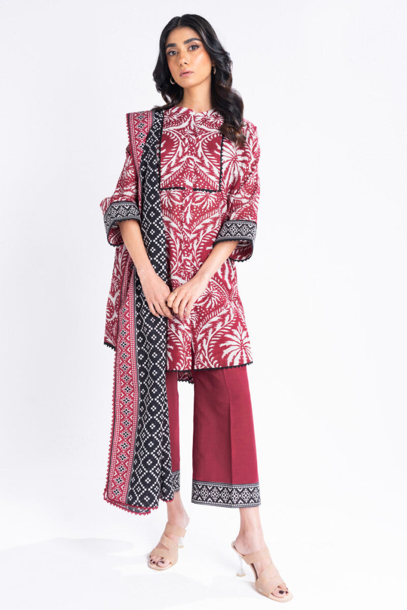 Al Karam Unstitched Fw15 Maroon Winter Collection