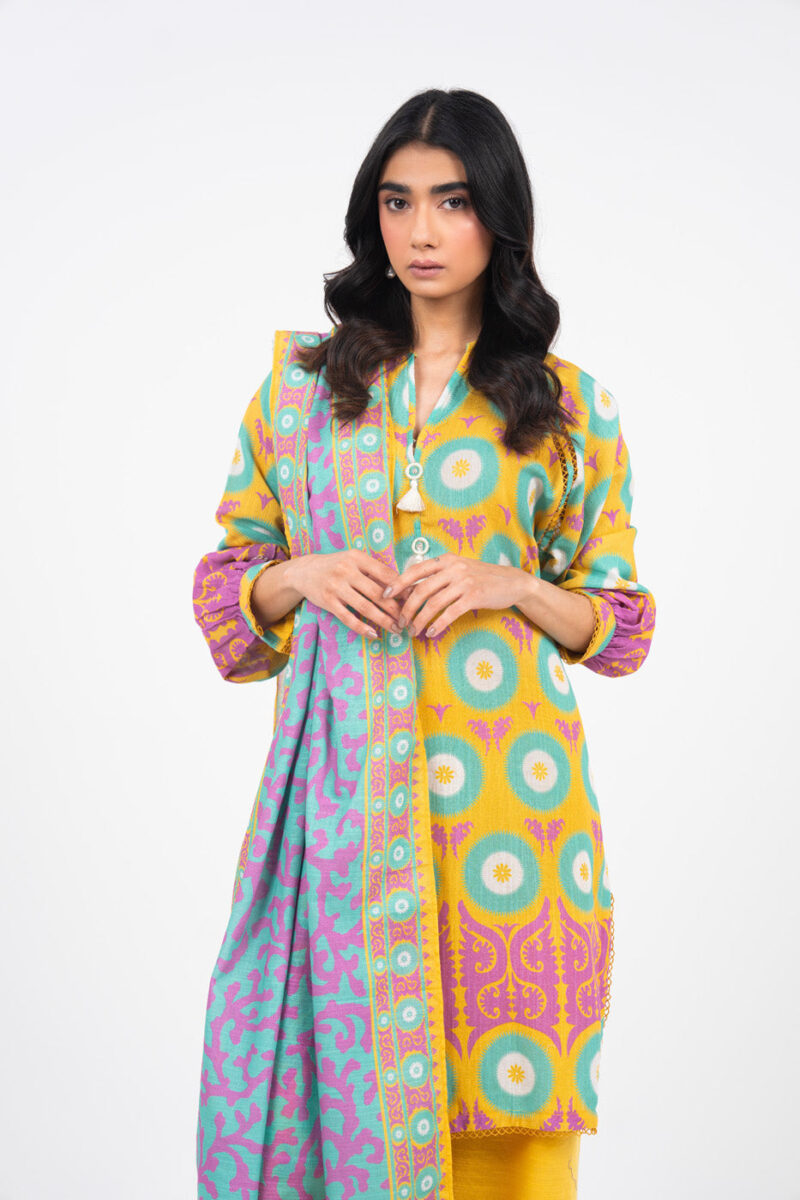 Al Karam Unstitched Fw52 Yellow Winter Collection