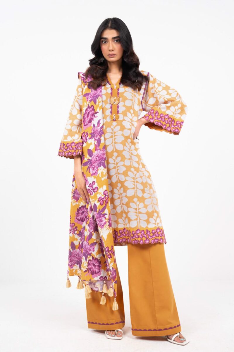 Al Karam Unstitched Fw21 Yellow Winter Collection