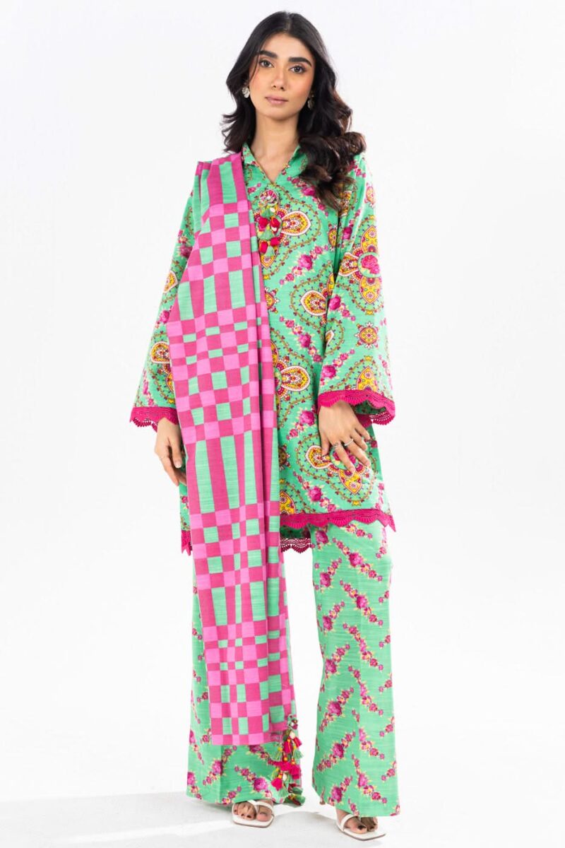 Al Karam Unstitched Fw49 Green Winter Collection