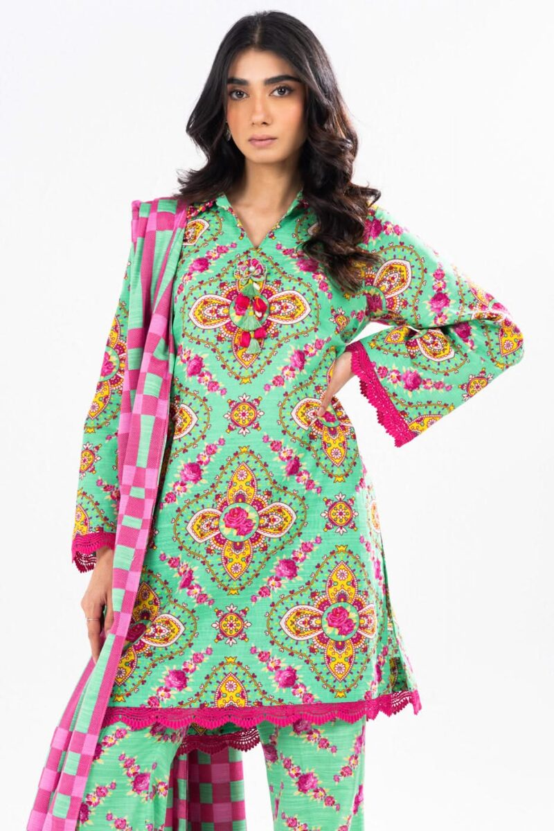 Al Karam Unstitched Fw49 Green Winter Collection