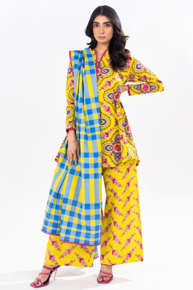 Al Karam Unstitched Fw49 Yellow Winter Collection