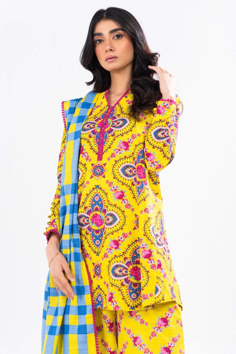 Al Karam Unstitched Fw49 Yellow Winter Collection