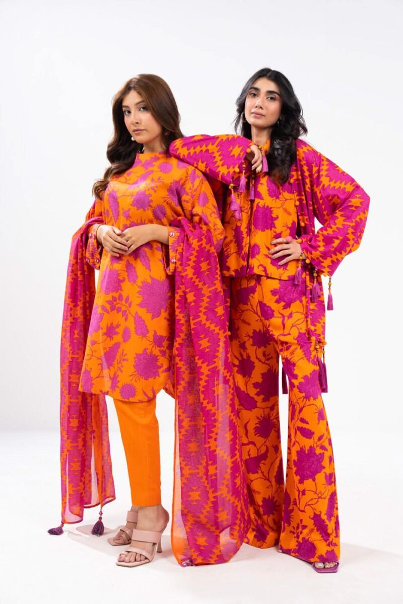 Al Karam Unstitched Fw37 Orange Winter Collection