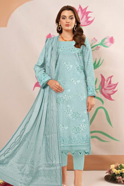 Humdum Embroidered L Ferozi Lawn