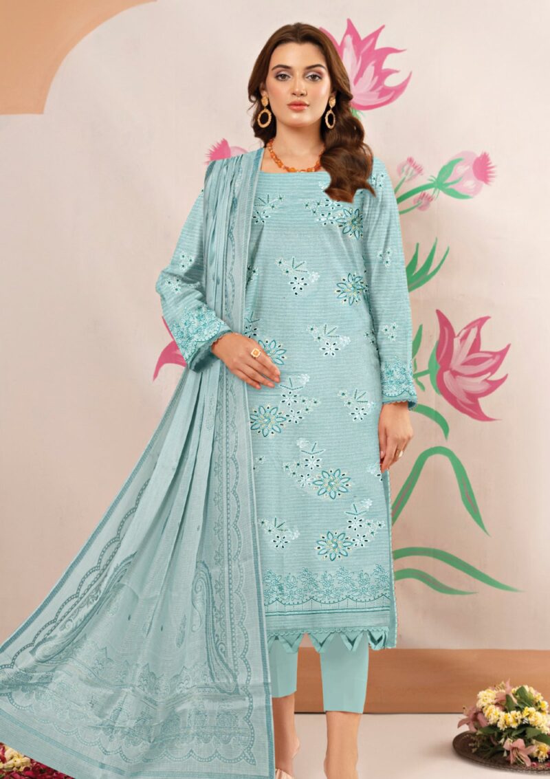 Humdum Embroidered L Ferozi Lawn