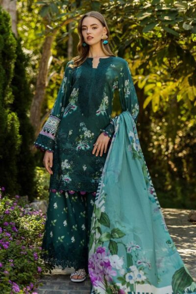 Elaf Premium Print Chikankari 25 Elk 07b Jade Embrace Lawn