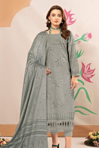 Humdum Embroidered Grey Lawn