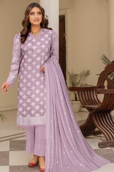 Humdum Premium Embroidered 25 Lilac Lawn