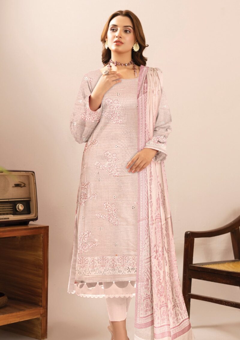 Humdum Embroidered T Pink Lawn