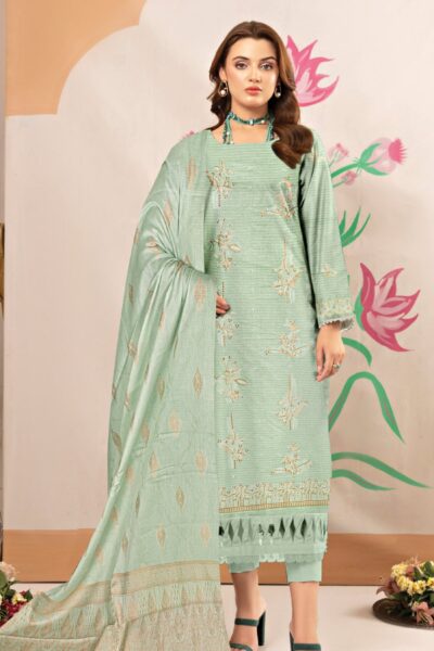 Humdum Embroidered L Green Lawn