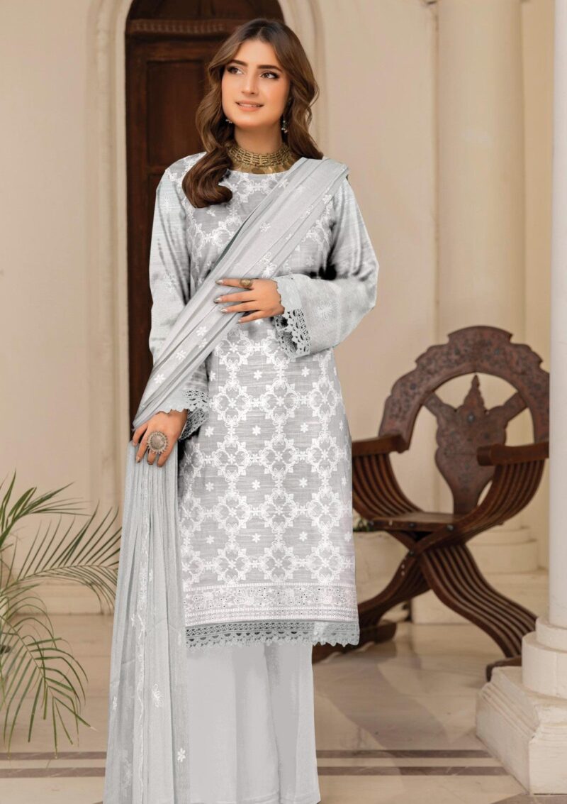 Humdum Premium Embroidered 25 L Grey Lawn